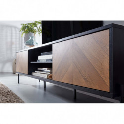 Lowboard Holz Schwarz / Eiche-Dekor 163x45x40 cm TV-Kommode mit zwei Türen