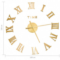 325160 3D Wall Clock Modern Design Gold 100 cm XXL