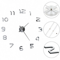 3D-Wanduhr Modernes Design 100 cm XXL Silbern