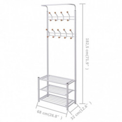 Garderobe mit Schuhablage 68×32×182,5 cm Weiß