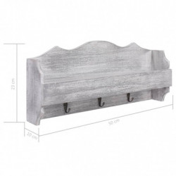 Wandgarderobe Grau 50×10×23 cm Holz