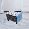 Fußhocker Patchwork Blau & Weiß