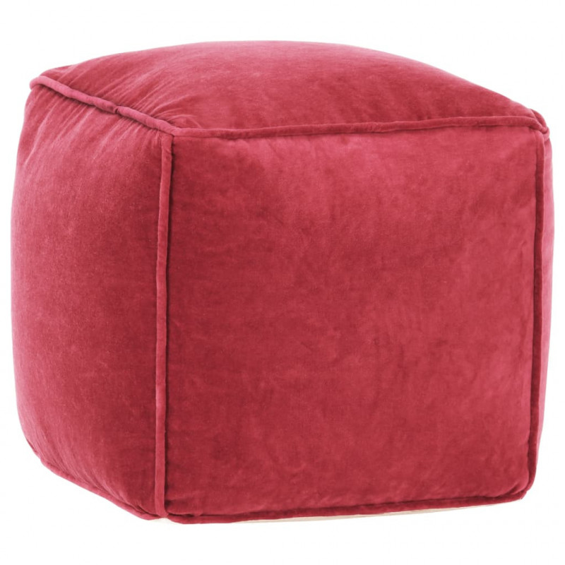 Pouf Baumwollsamt 40x40x40 cm Rot