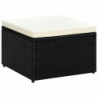 Hocker mit Kissen Poly Rattan 53×53×30 cm Schwarz