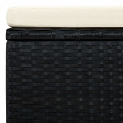 Hocker mit Kissen Poly Rattan 53×53×30 cm Schwarz