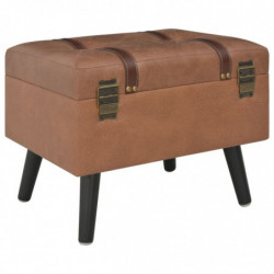 Hocker mit Stauraum 40 cm Braun Kunstleder