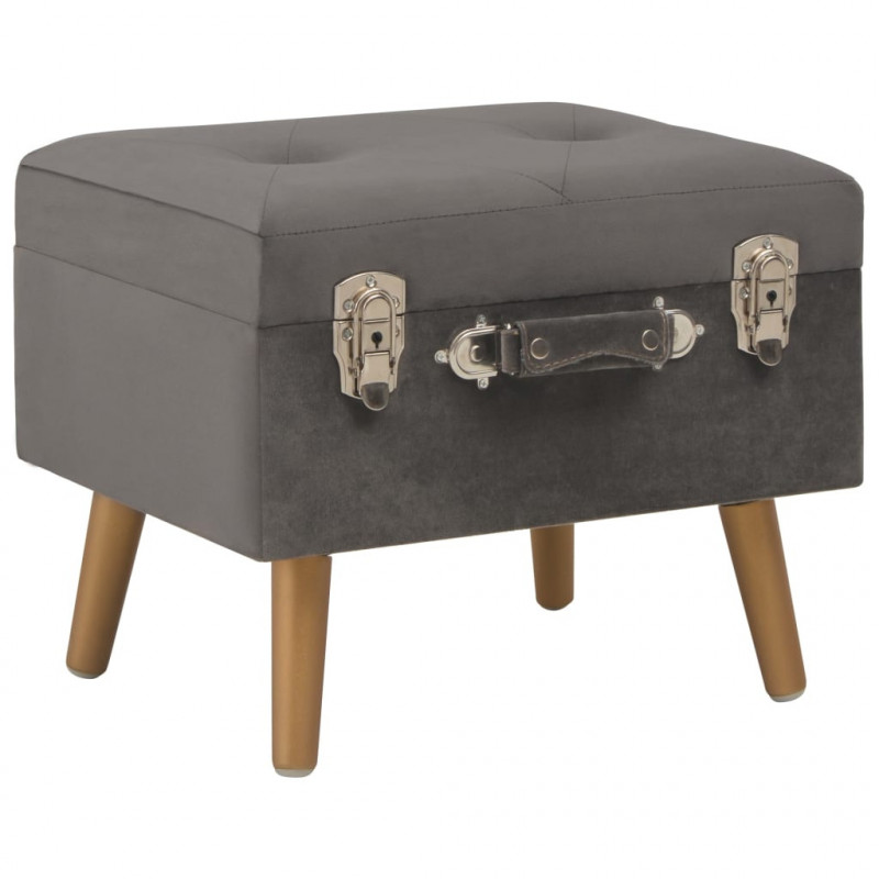 Hocker mit Stauraum 40 cm Grau Samt