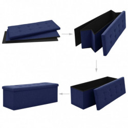 Faltbare Sitzbank mit Stauraum Blau Leinenoptik