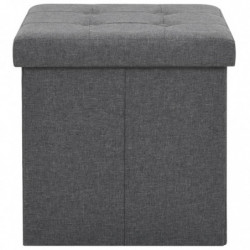 Hocker mit Stauraum 2 Stk. Dunkelgrau Leinenoptik