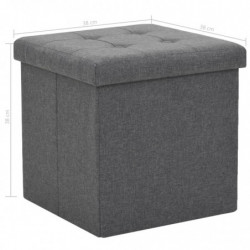 Hocker mit Stauraum 2 Stk. Dunkelgrau Leinenoptik