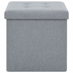 Hocker mit Stauraum 2 Stk. Hellgrau Leinenoptik