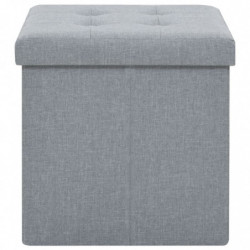 Hocker mit Stauraum 2 Stk. Hellgrau Leinenoptik