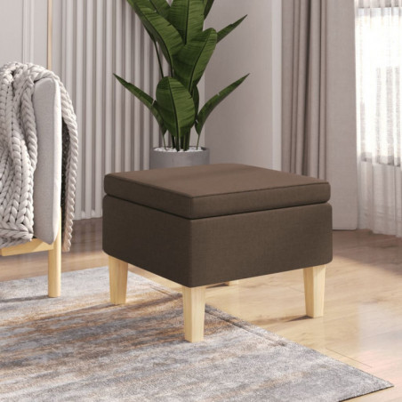 Hocker mit Holzbeinen Braun Stoff