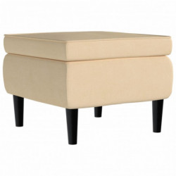 Hocker mit Holzbeinen Creme Samt