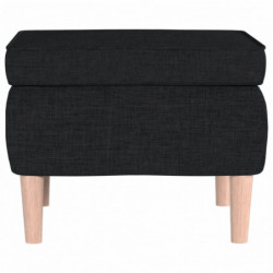 Hocker mit Holzbeinen Schwarz Stoff