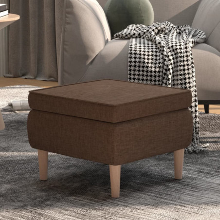 Hocker mit Holzbeinen Braun Stoff