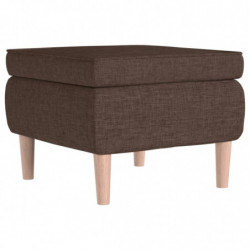 Hocker mit Holzbeinen Braun Stoff