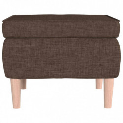 Hocker mit Holzbeinen Braun Stoff