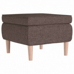 Hocker mit Holzbeinen Taupe Stoff