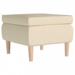 Hocker mit Holzbeinen Creme Stoff