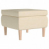 Hocker mit Holzbeinen Creme Stoff