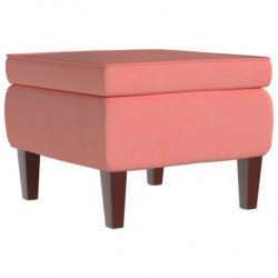 Hocker mit Holzbeinen Rosa Samt