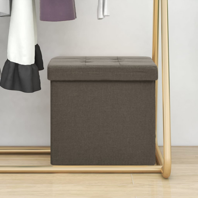 Hocker mit Stauraum Braun Leinenoptik