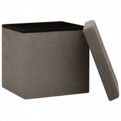 Hocker mit Stauraum Taupe Leinenoptik