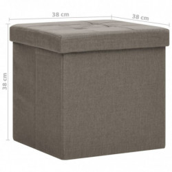 Hocker mit Stauraum Taupe Leinenoptik