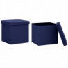 Hocker mit Stauraum 2 Stk. Blau Leinenoptik