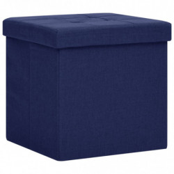 Hocker mit Stauraum 2 Stk. Blau Leinenoptik