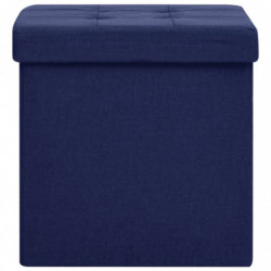 Hocker mit Stauraum 2 Stk. Blau Leinenoptik