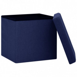 Hocker mit Stauraum 2 Stk. Blau Leinenoptik