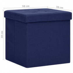 Hocker mit Stauraum 2 Stk. Blau Leinenoptik