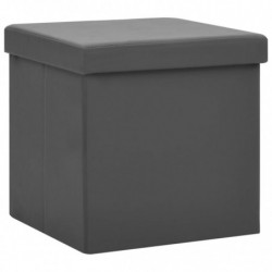 Hocker mit Stauraum 2 Stk. Grau PVC