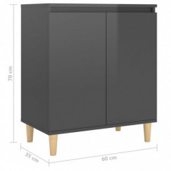 Sideboard Massivholzbeine Hochglanz-Grau 60x35x70cm Spanplatte