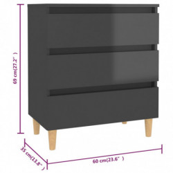 Sideboard Hochglanz-Grau 60x35x69 cm Spanplatte