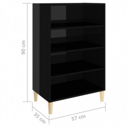 Sideboard Hochglanz-Schwarz 57x35x90 cm Spanplatte