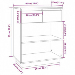 Beistellschrank Weiß 60x34x75 cm Massivholz Kiefer