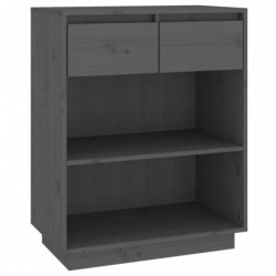 Beistellschrank Grau 60x34x75 cm Massivholz Kiefer