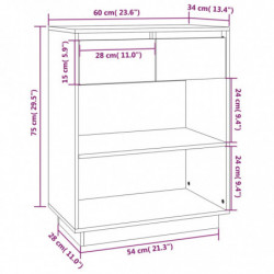 Beistellschrank Honigbraun 60x34x75 cm Massivholz Kiefer