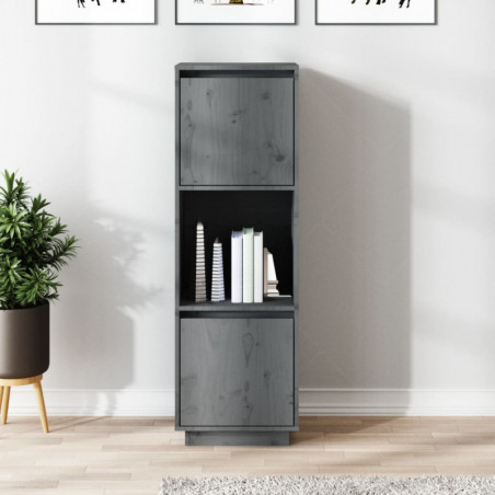 Highboard Grau 38x35x117 cm Massivholz Kiefer