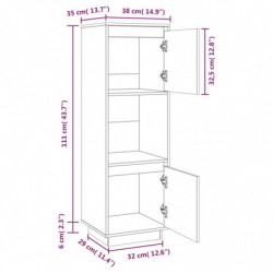 Highboard Grau 38x35x117 cm Massivholz Kiefer