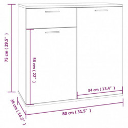 Sideboard Grau Sonoma 80x36x75 cm Holzwerkstoff