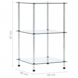 Regal mit 3 Ablagen Transparent 40x40x67 cm Hartglas