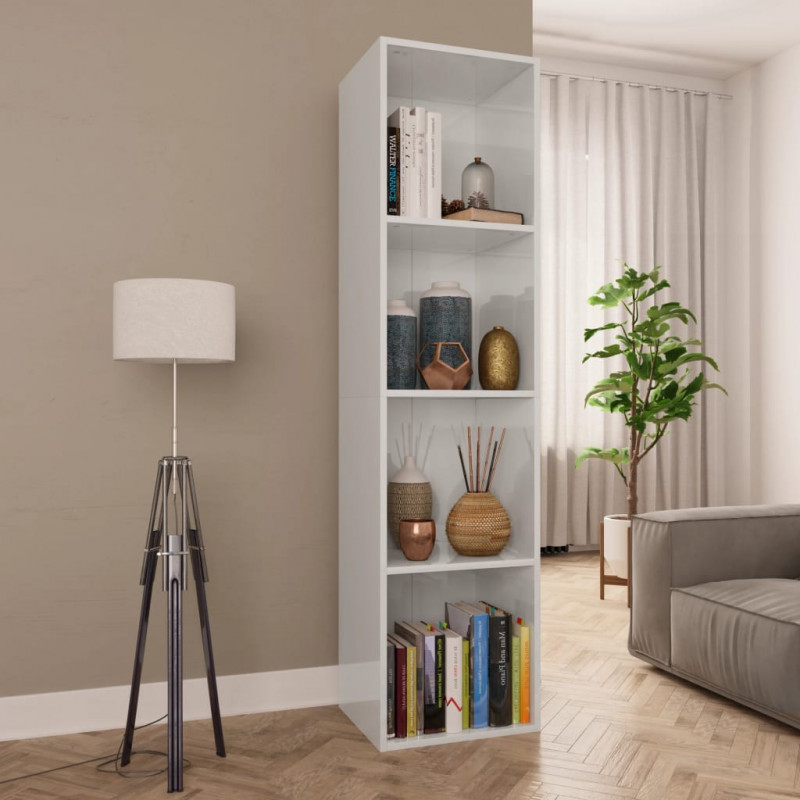 Bücherregal/TV-Schrank Hochglanz-Weiß 36x30x143cm Holzwerkstoff