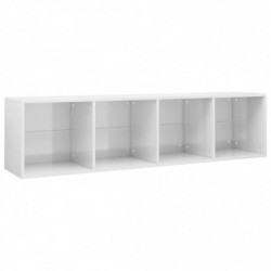 Bücherregal/TV-Schrank Hochglanz-Weiß 36x30x143cm Holzwerkstoff