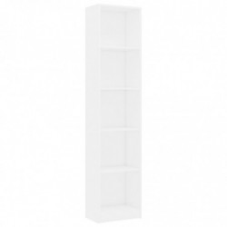 Bücherregal 5 Fächer Weiß 40x24x175 cm Holzwerkstoff