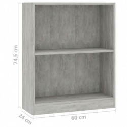 Bücherregal Betongrau 60x24x74,5 cm Holzwerkstoff