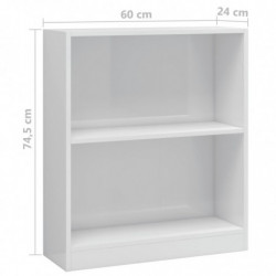 Bücherregal Hochglanz-Weiß 60x24x74,5 cm Holzwerkstoff